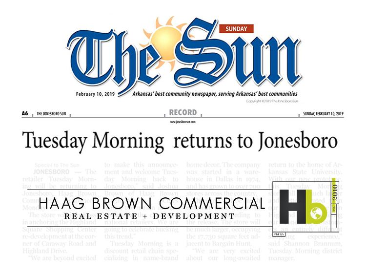 Jonesboro Sun : Tuesday Morning Returns to Jonesboro